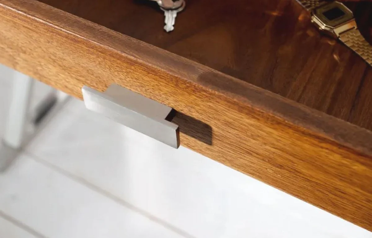 Desk with drawer brown / silver 120 cm - office furniture