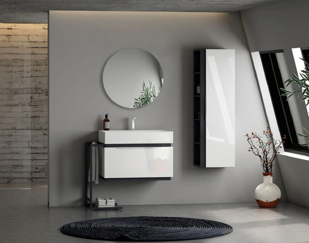Luxury bathroom mirror Ø 60 cm - Round wall mirror with LED lighting - Bathroom furniture - Bathroom accessories
