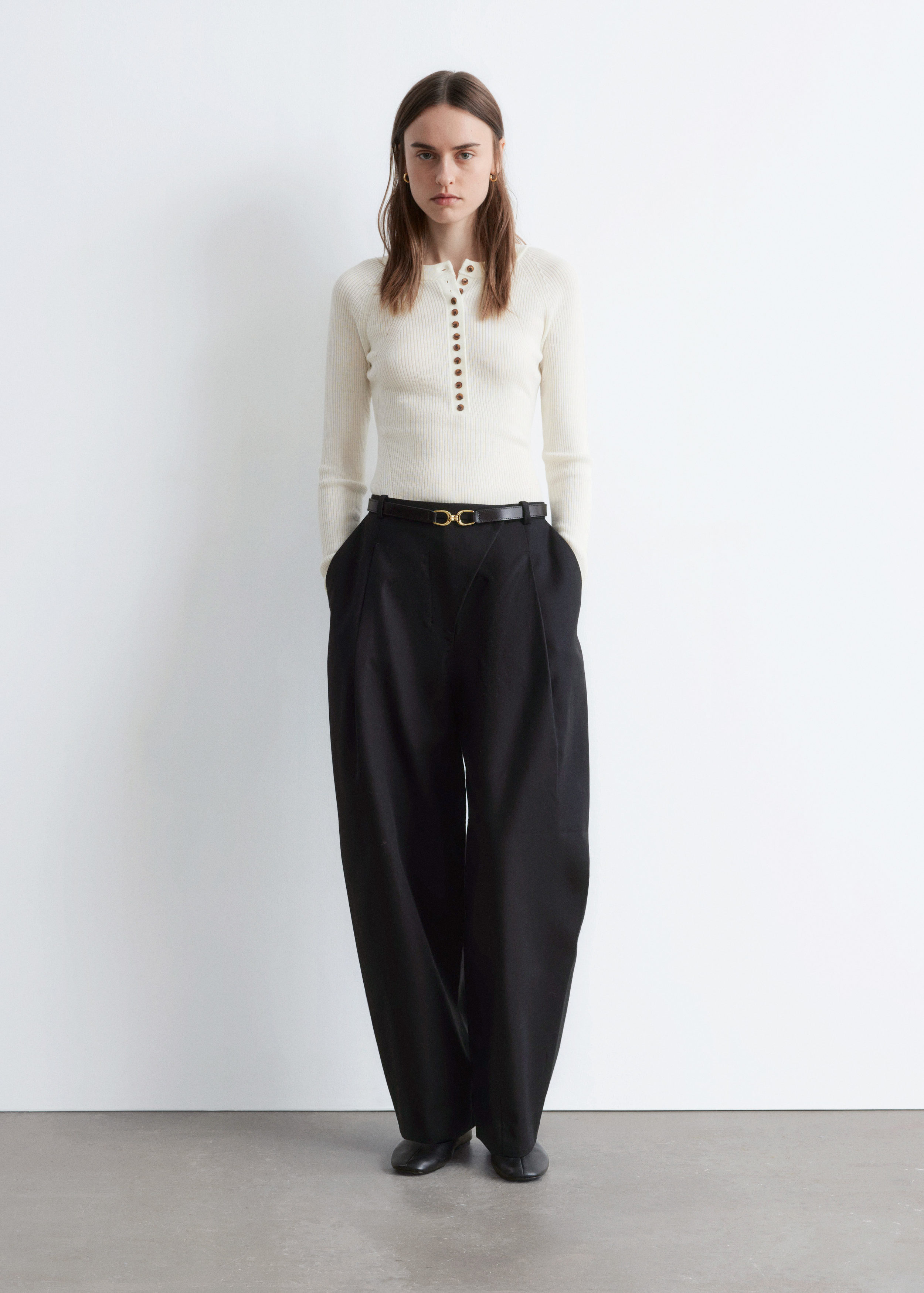 & Other Stories HALF-PLACKET MERINO WOOL TOP
