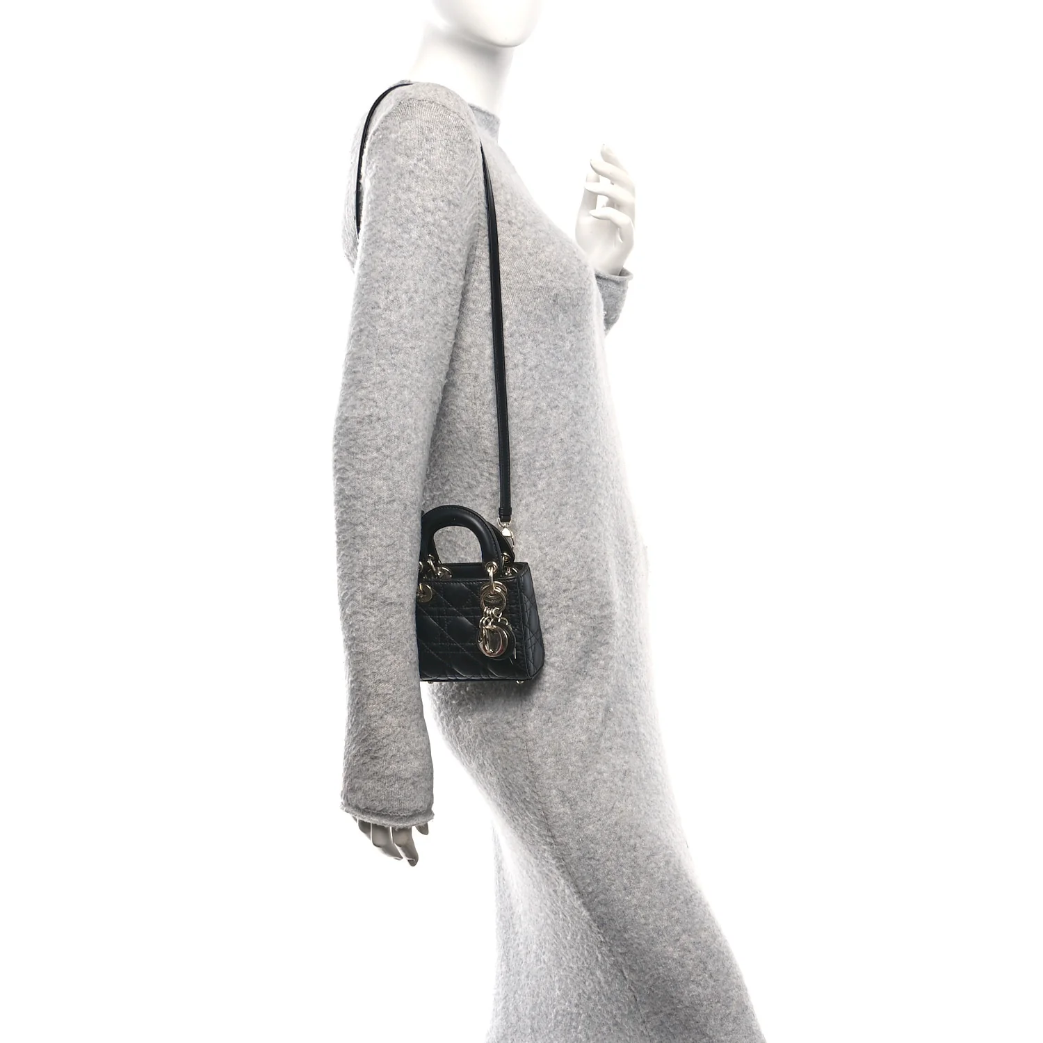 Lambskin Cannage Micro Lady Dior Black