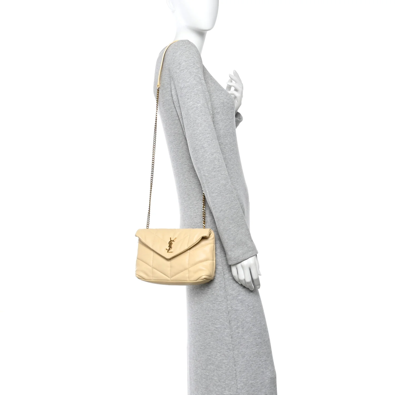 Lambskin Quilted Toy Loulou Puffer Monogram Chain Satchel Jaune Pale - Top Club
