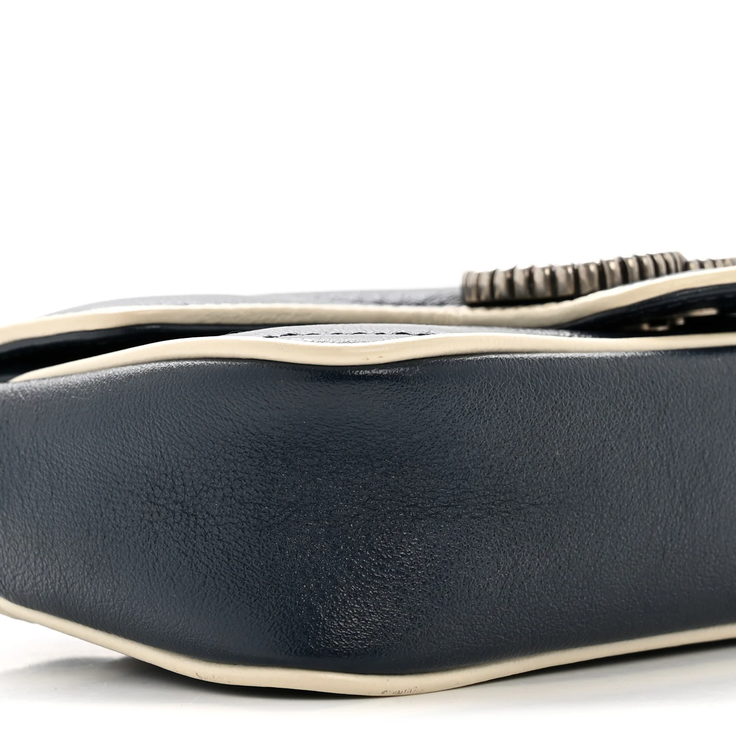 Vintage Effect Calfskin Matelasse Diagonal Super Mini Torchon GG Marmont Shoulder Bag Blue Agata Mystic White - Top Club