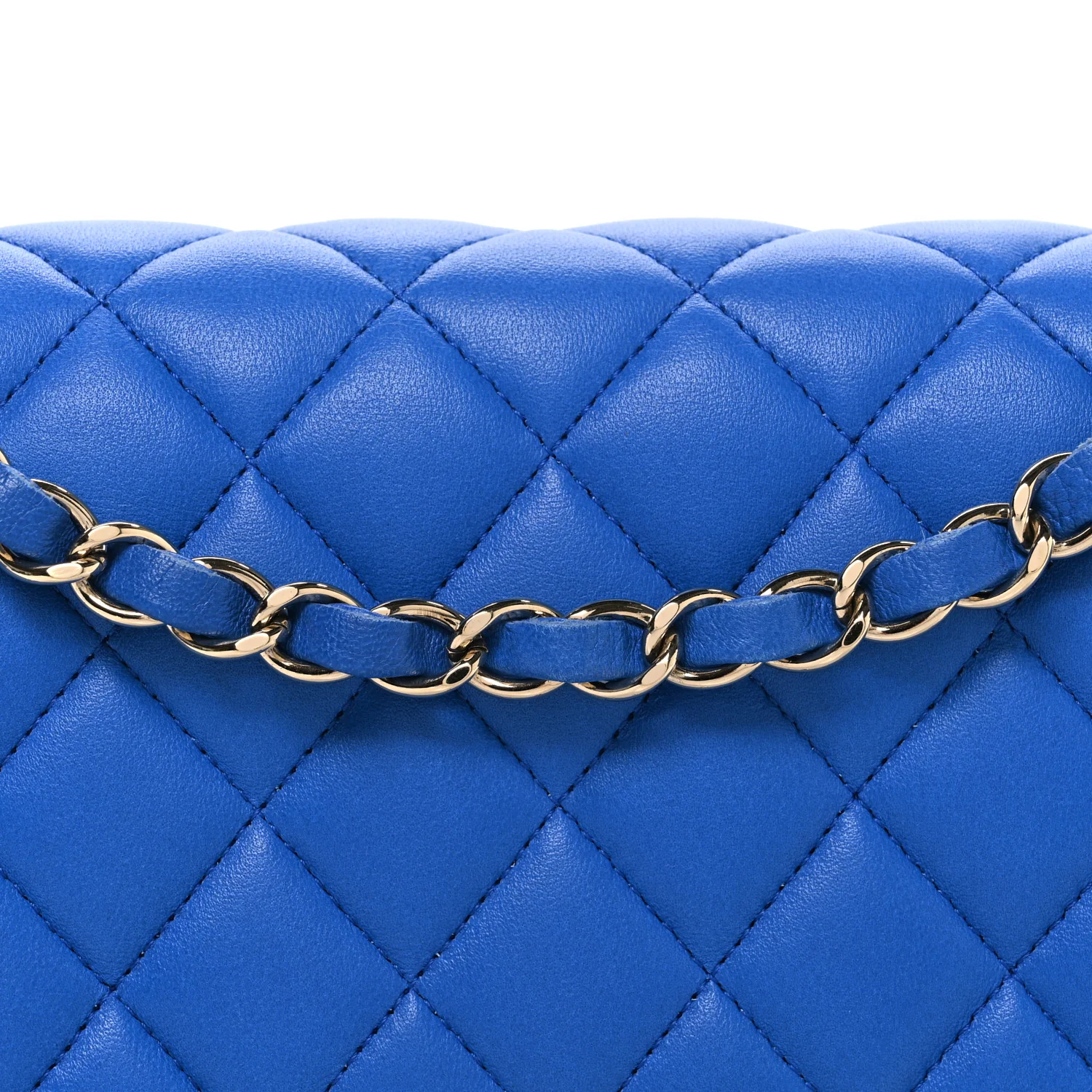Lambskin Quilted Medium Double Flap Blue - Top Club
