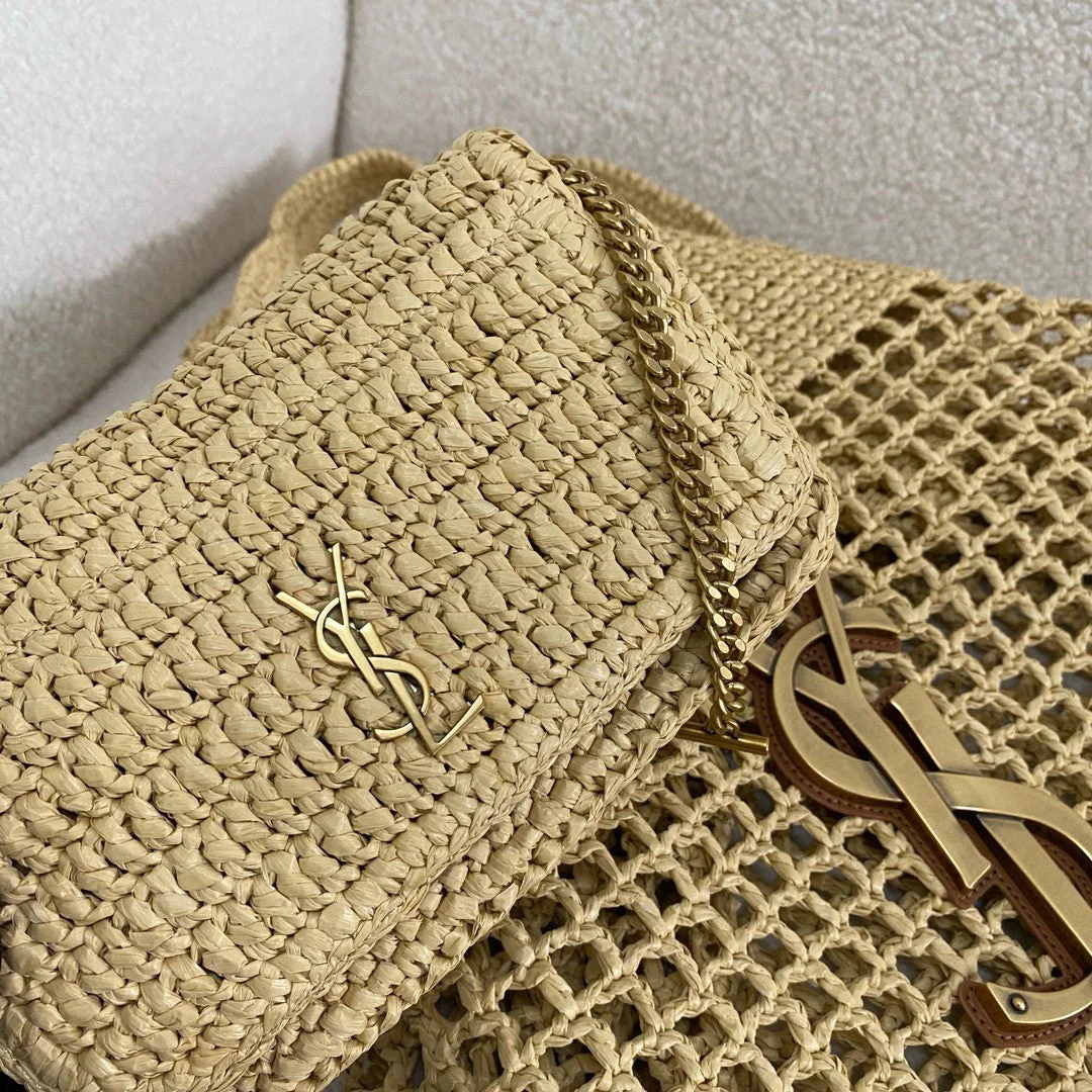 SAINT LAURENT YSL Raffia Icare Tote Bag - Top Club