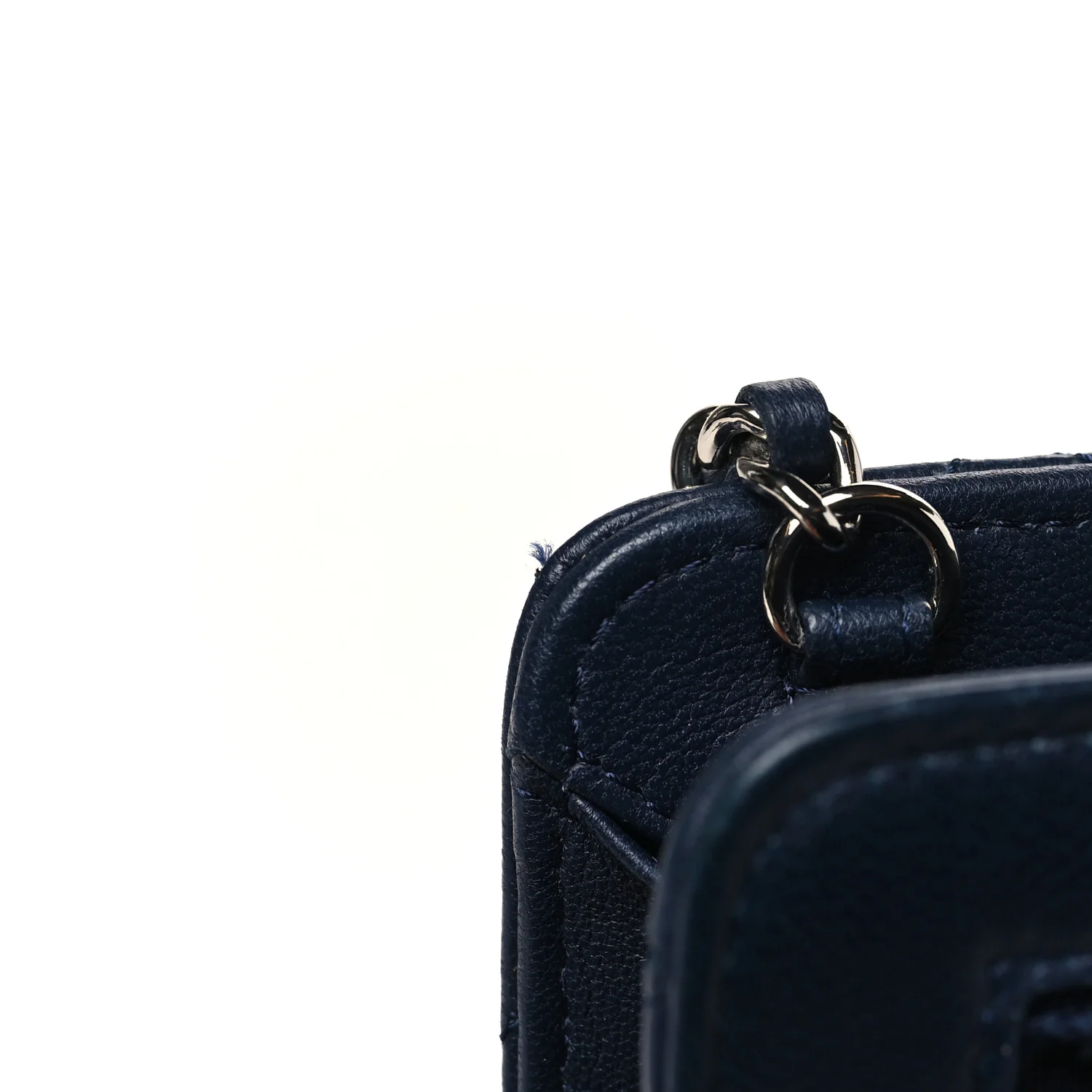 Lambskin Quilted Square Front Pocket Clutch With Chain Navy Blue - Top Club