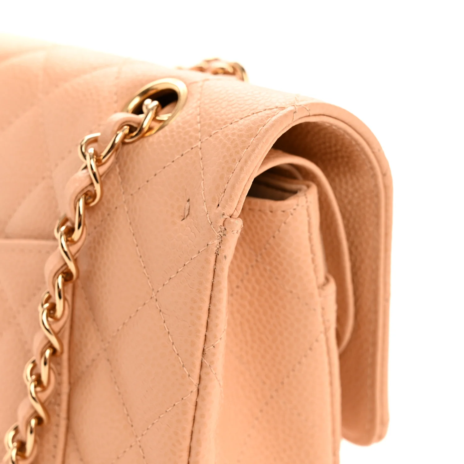 Caviar Quilted Medium Double Flap Beige Clair - Top Club