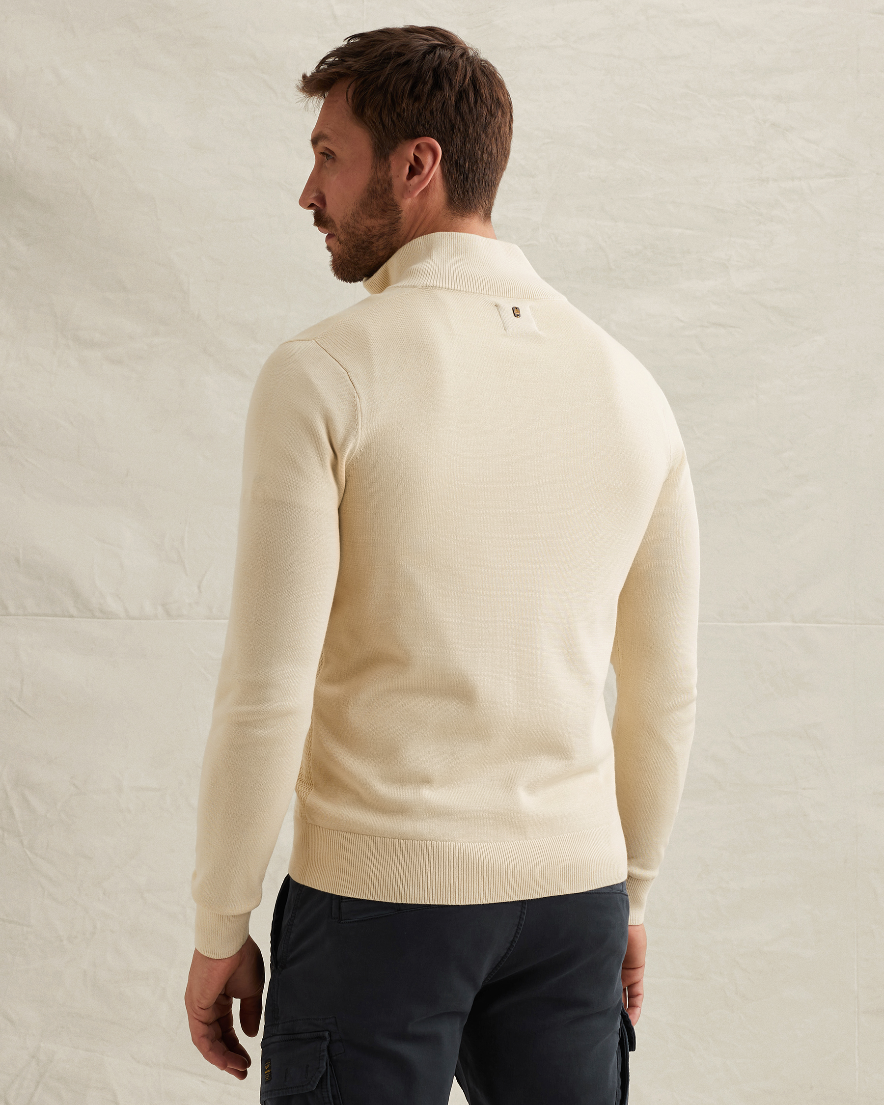 Pullover in cotton/modal with half-zipx
