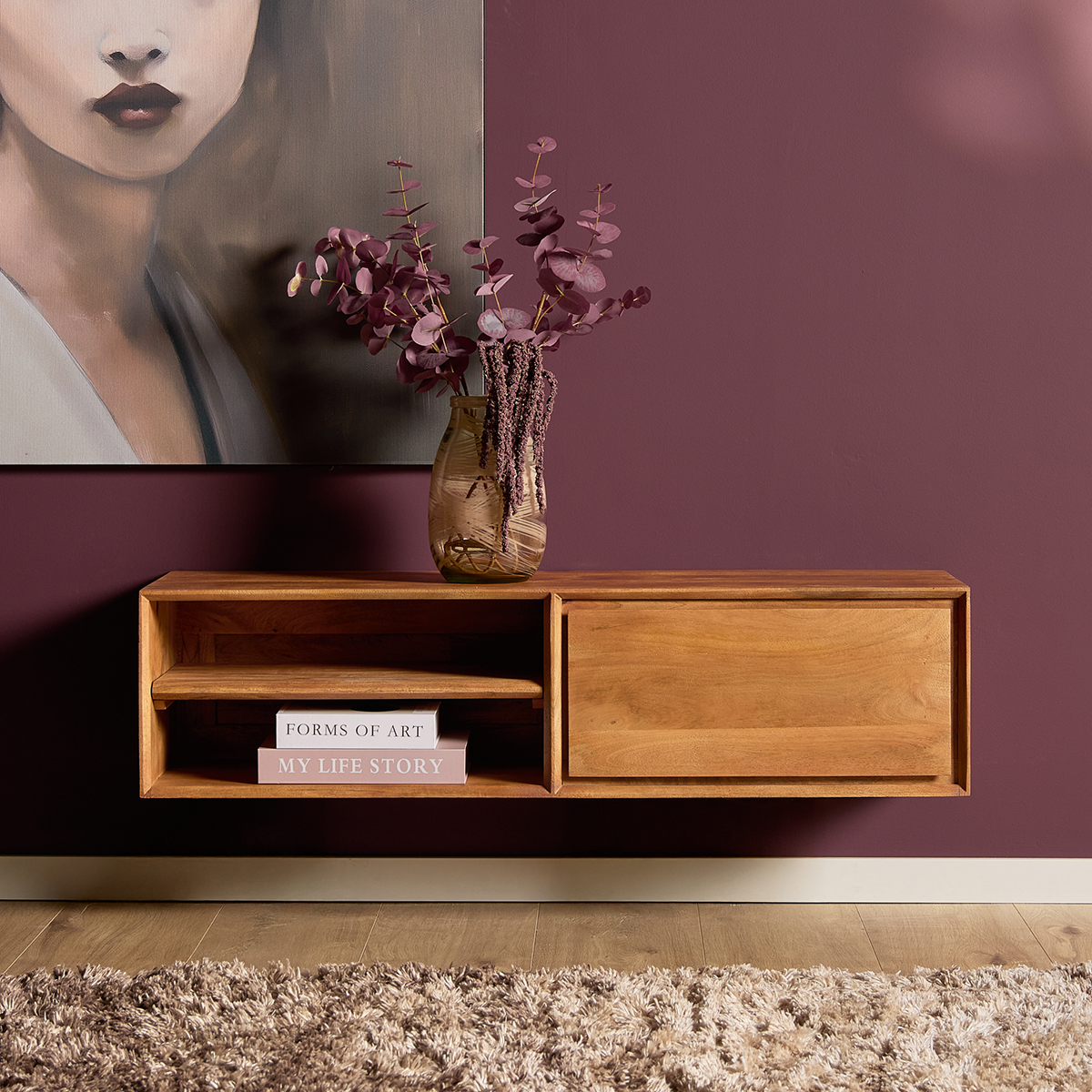 Zwevend Tv-meubel Ambi naturel 120 cm