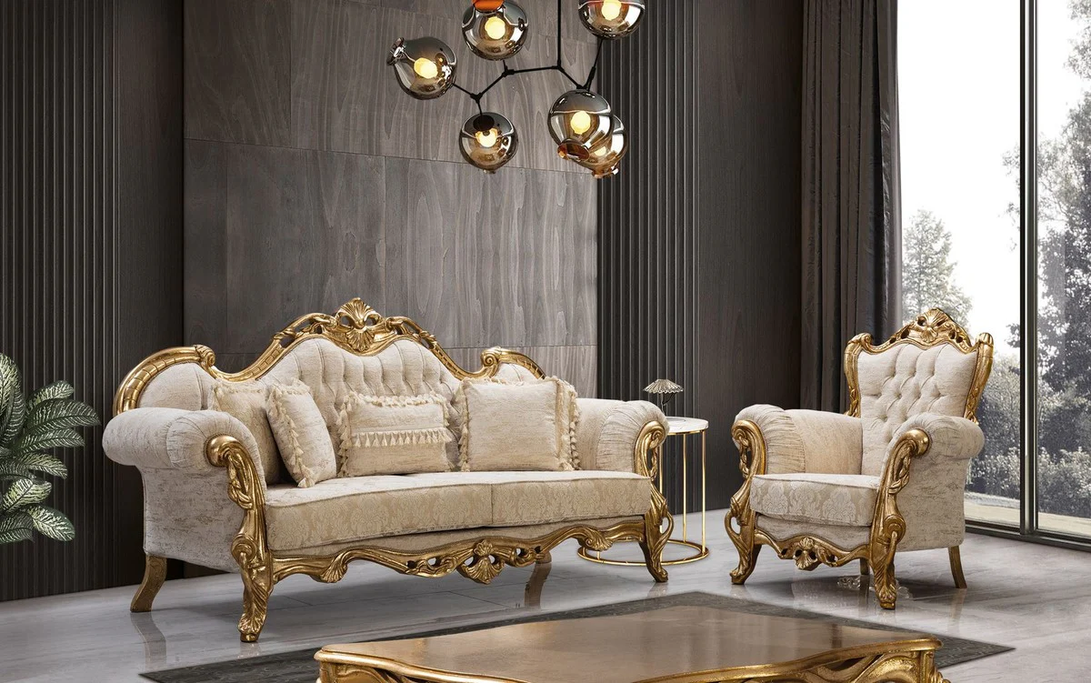 Luxury Baroque coffee table gold 115 cm - Baroque style living room furniture