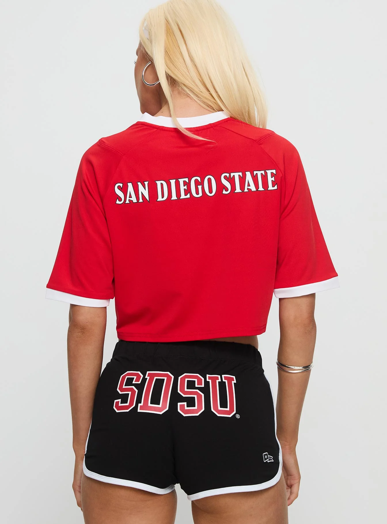 SDSU Cropped Soccer Jersey Tee Red