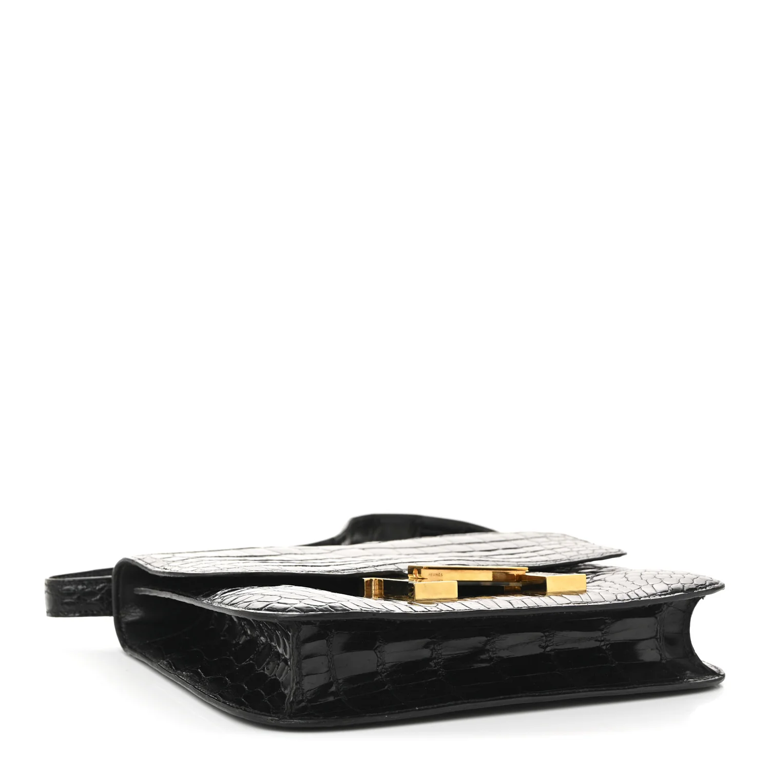 Shiny Caiman Crocodile Constance 23 Black - Top Club
