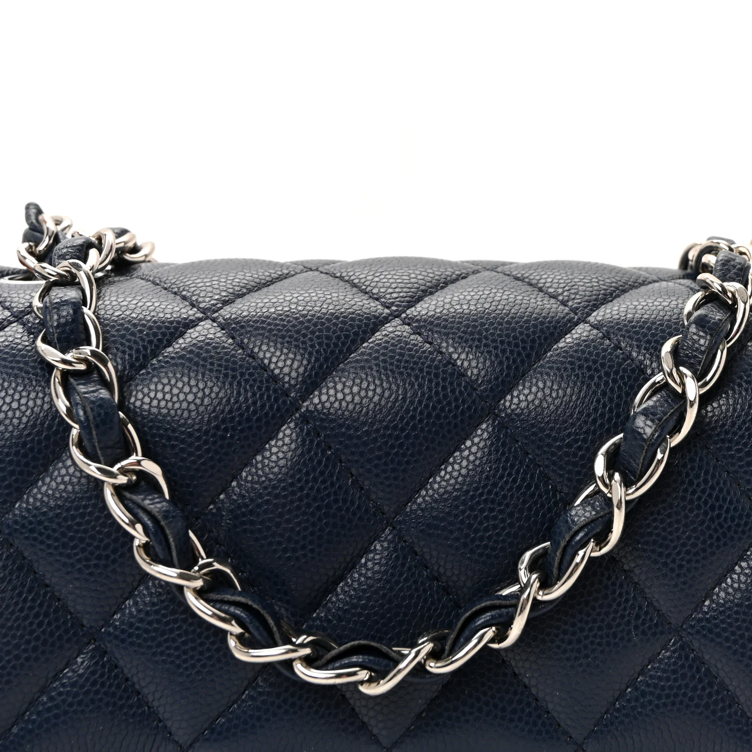 Caviar Quilted Mini Square Flap Navy - Top Club