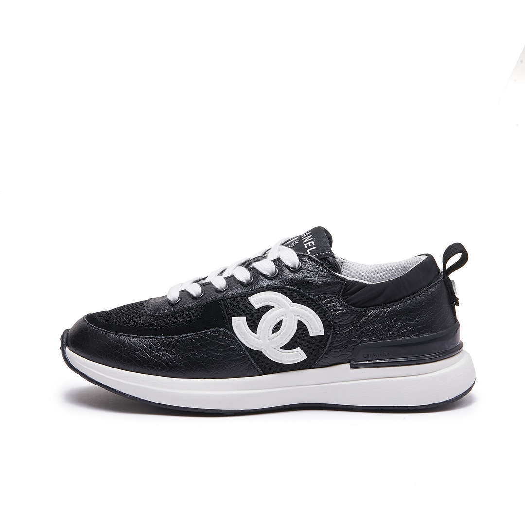 Chanel G46076 Women 24B Trainers Grained Calfskin Black   White C91291 - Sneaker Replica Workshop
