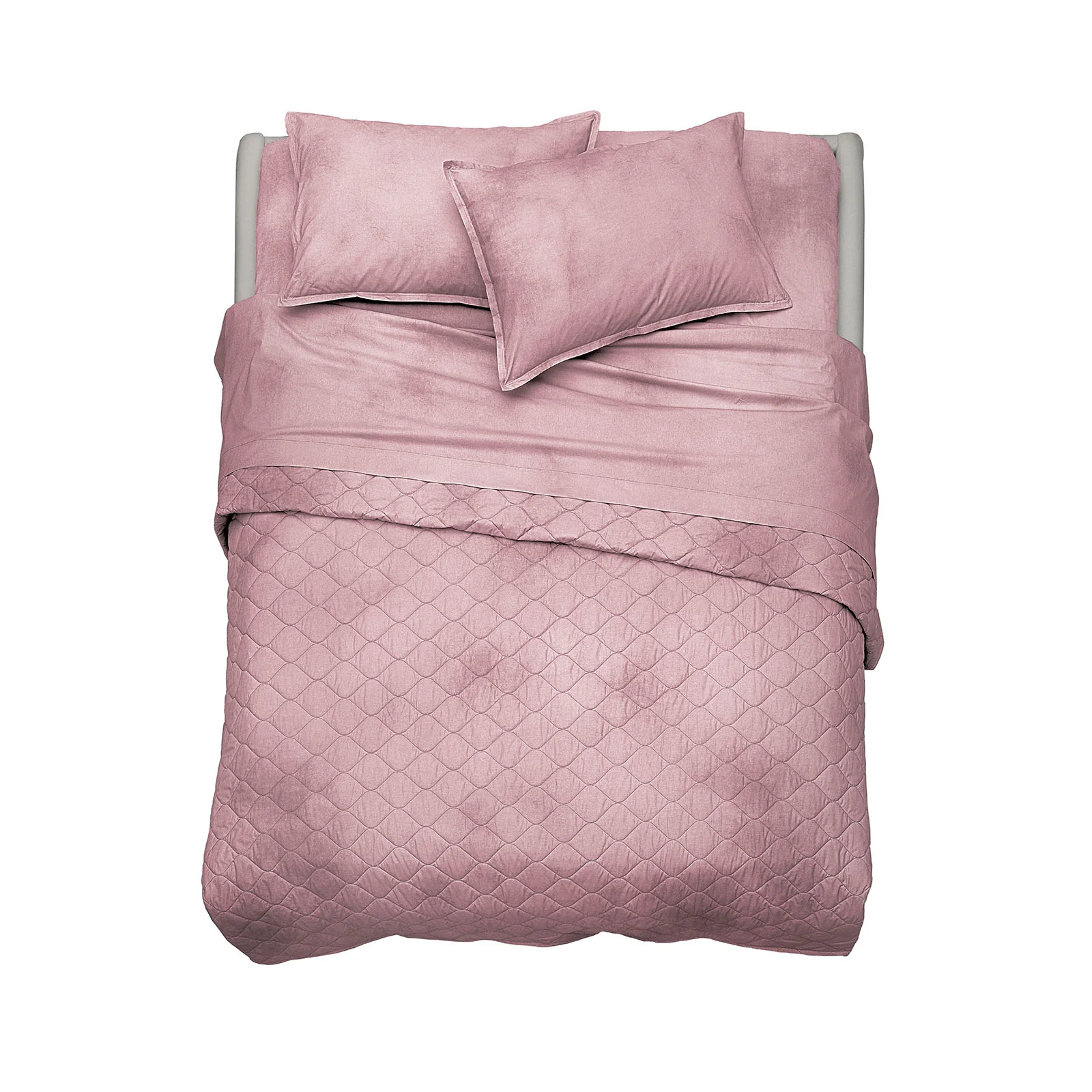 Copriletto Trapuntato In Cotone Maltinto Matrimoniale Light Pink Diesel