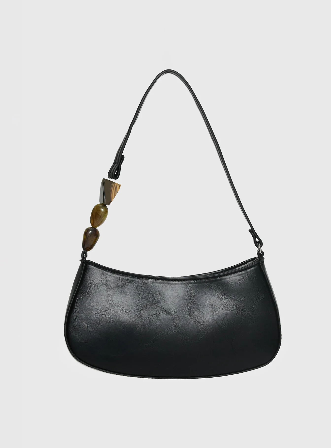 Contradiction Bead Detail Shoulder Bag Black