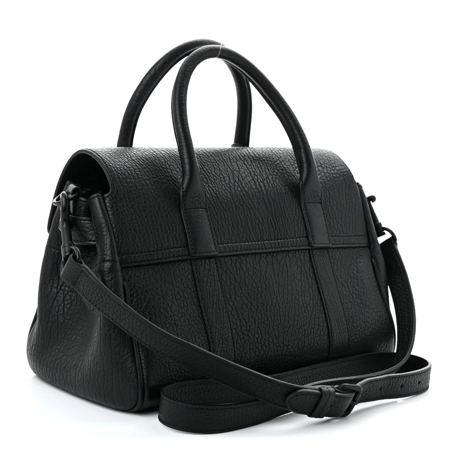 Natural Grain Small Bayswater Satchel Black - Top Club