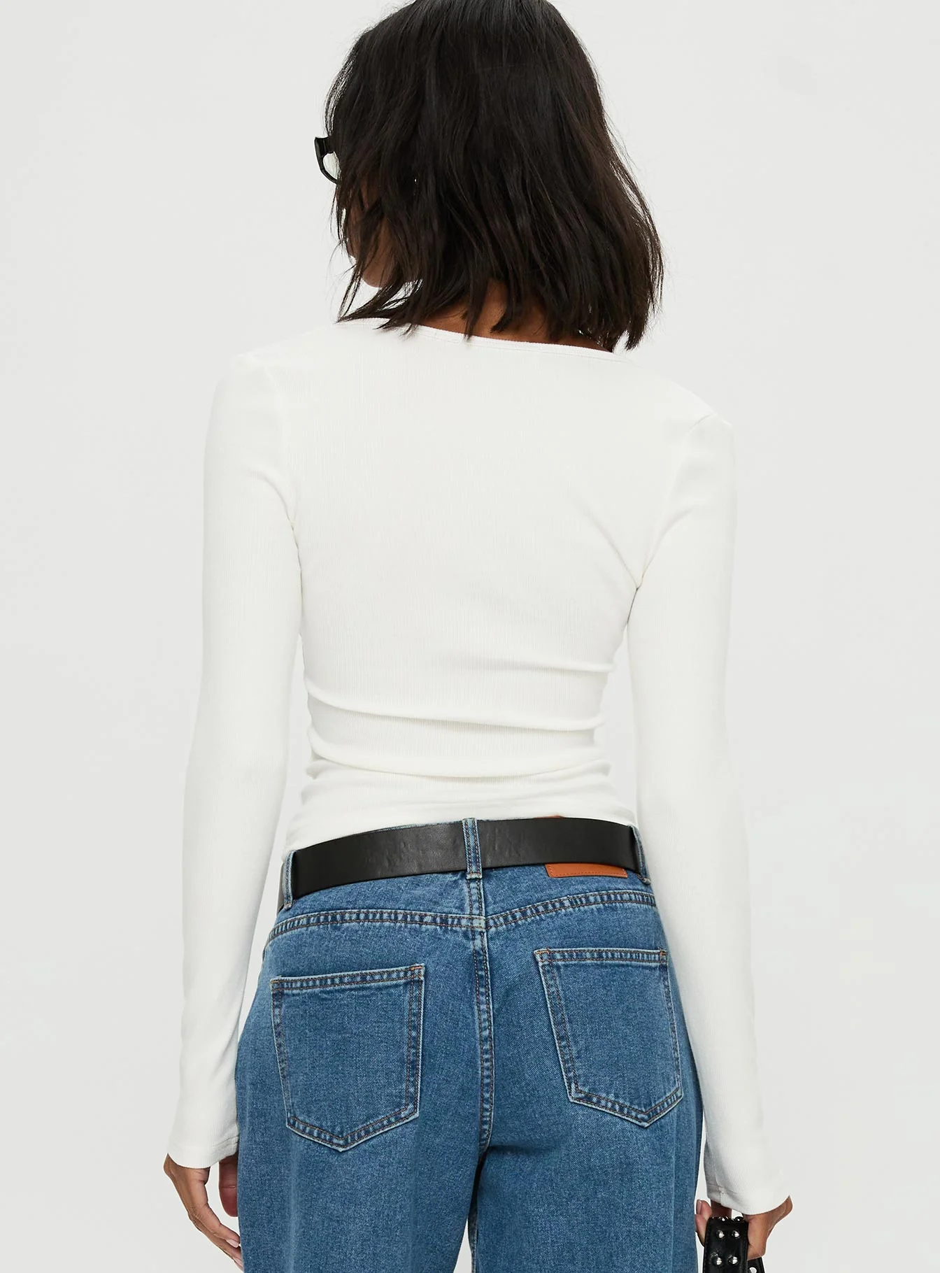 Baseline Rib Long Sleeve Top White