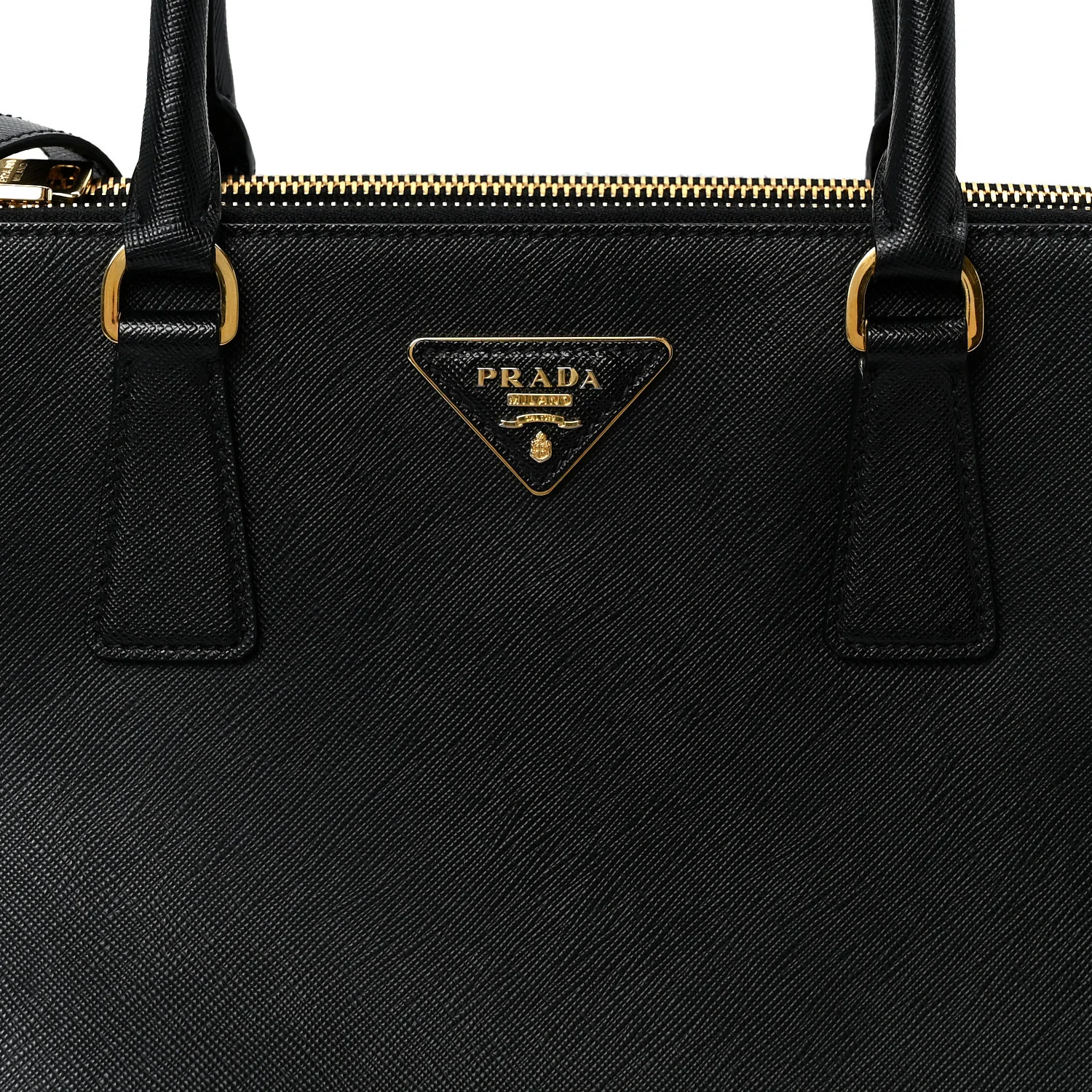 Saffiano Medium Galleria Double Zip Tote Black - Top Club