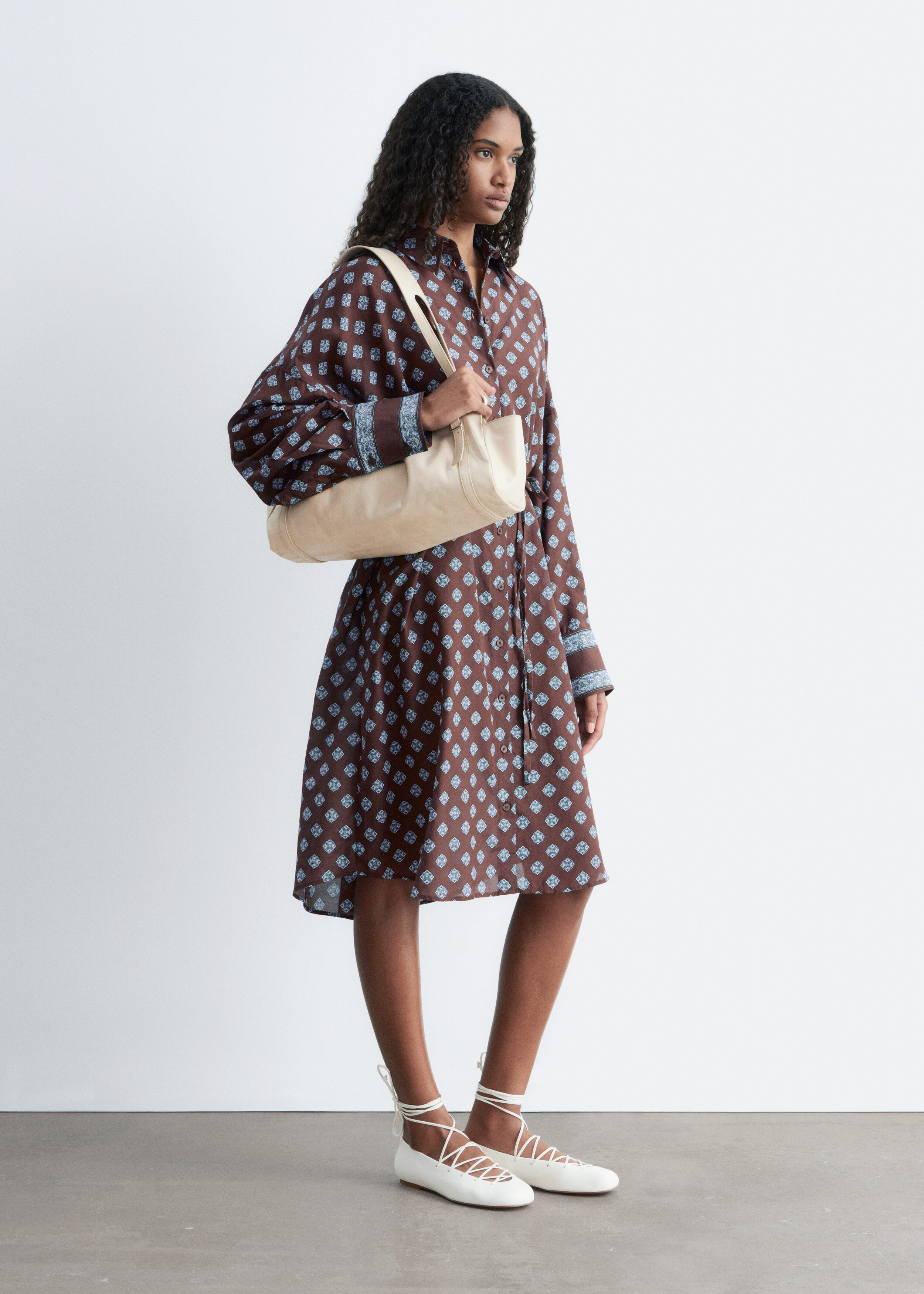 & Other Stories PRINTED SILK-COTTON MIDI DRESS