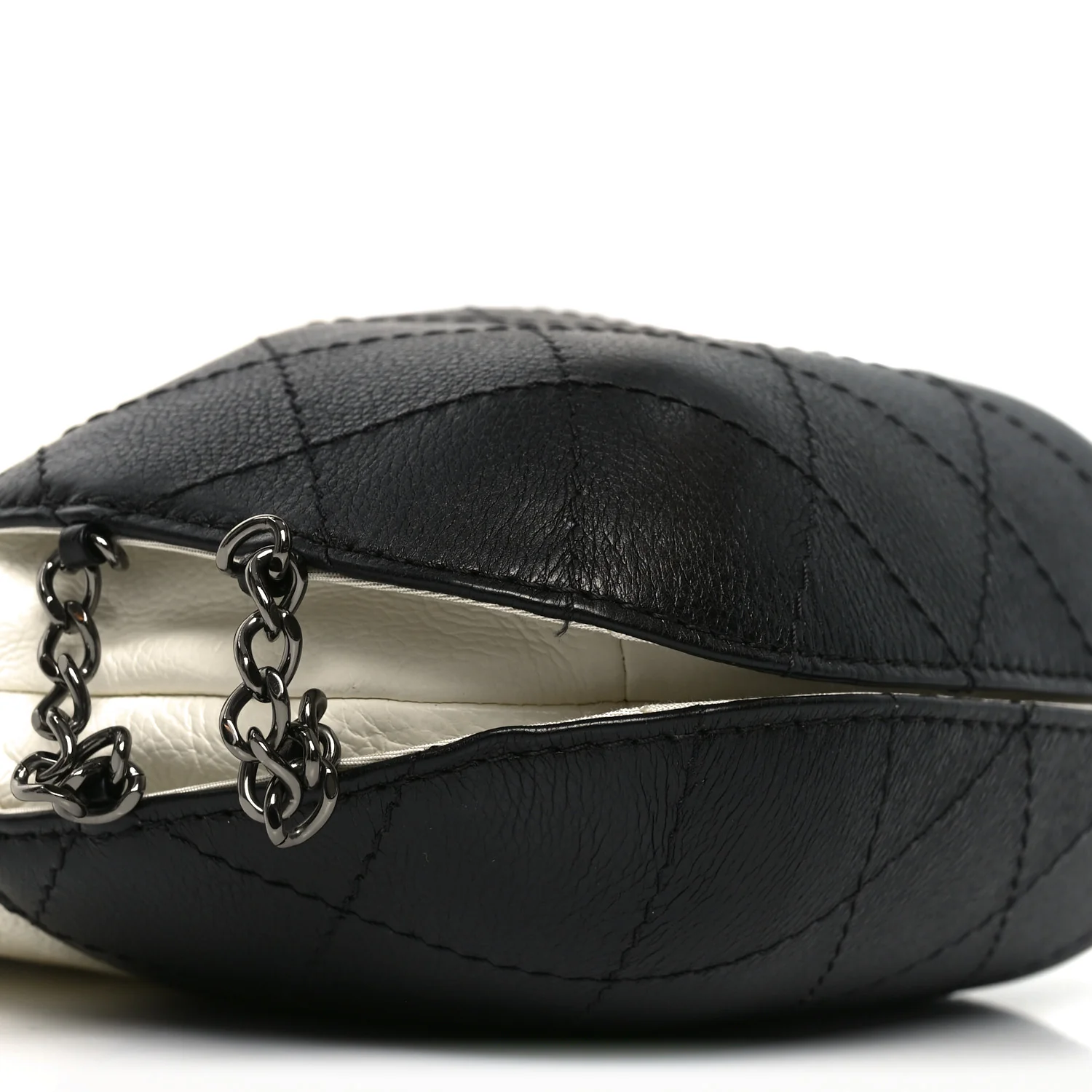 Aged Calfskin Quilted Small Gabrielle Bucket White Black - Top Club