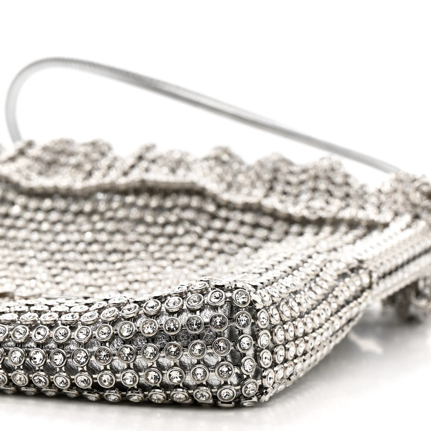 Crystal Embellished Metallic Lambskin Mini Chanel 22 Silver - Top Club