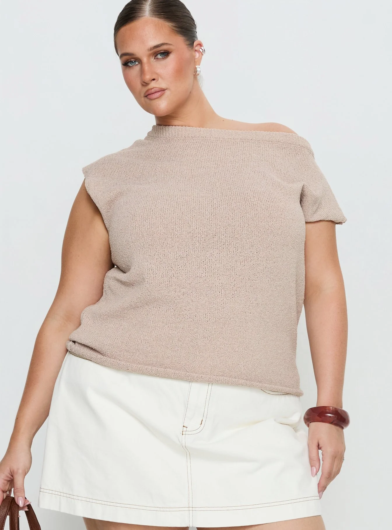 Ashfield Off Shoulder Top Oat Curve