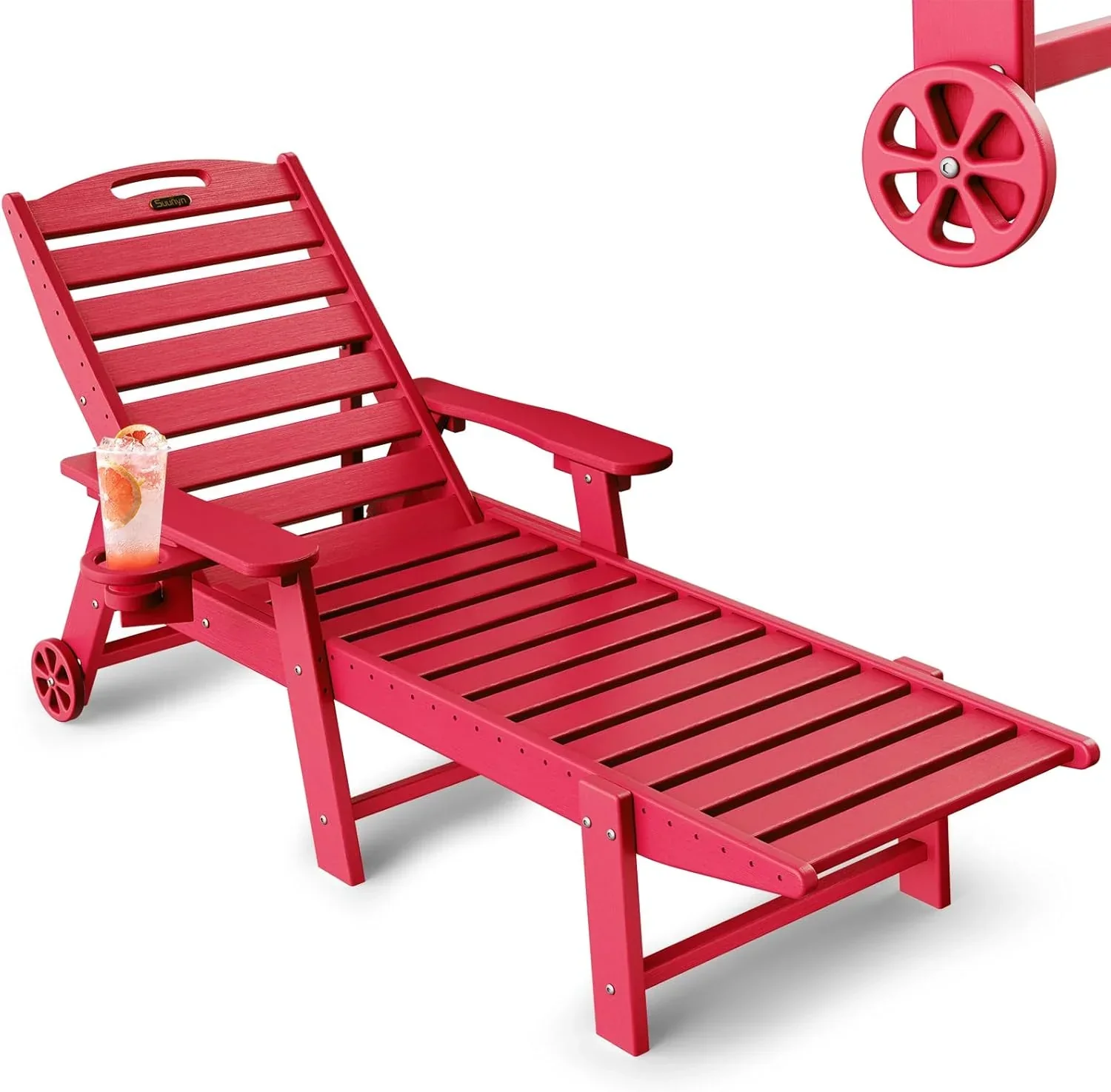 Lounge Chair Outdoor Chaise Lounge HDPE 6-Position Outdoor Chaise Lounge Patio Lounge Chair