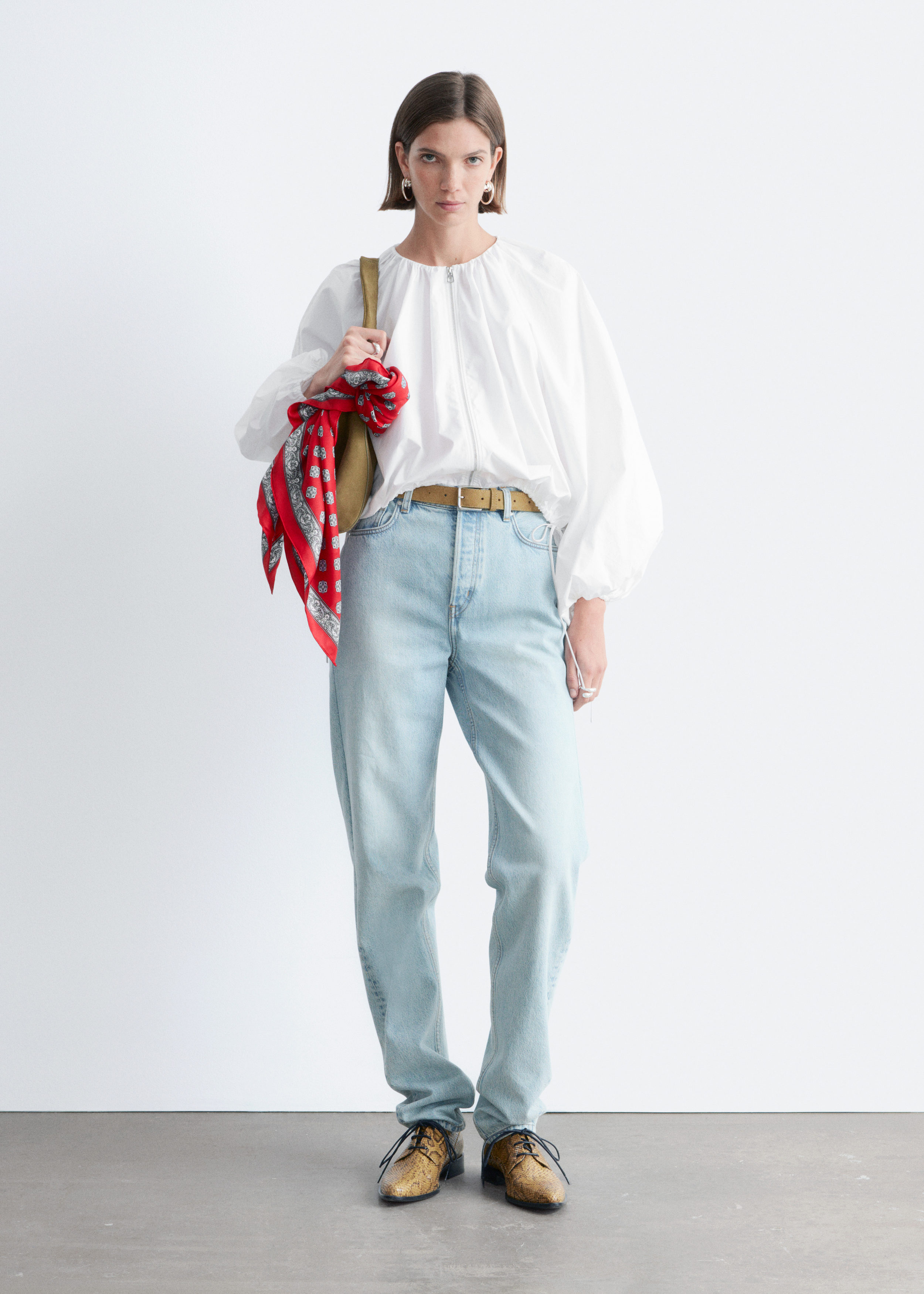 & Other Stories COTTON POPLIN ZIP-FRONT BLOUSE