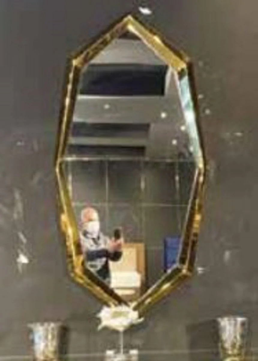 Luxury wall mirror gold 81 x 8 x H. 160 cm - Modern living room mirror with metal frame - Bedroom mirror - Cloakroom mirror - Luxury collection