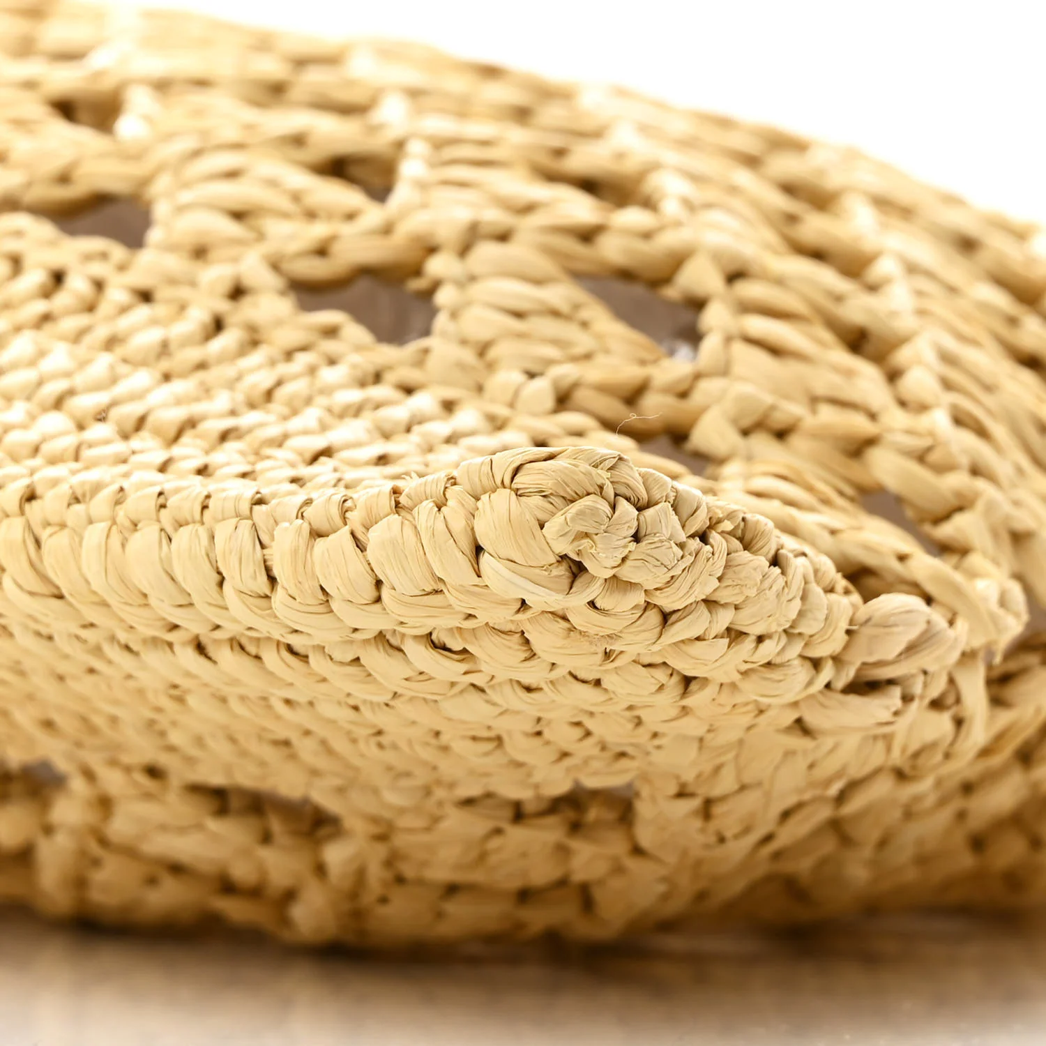 Yarn Raffia Effect Embroidered Logo Tote Naturale - Top Club