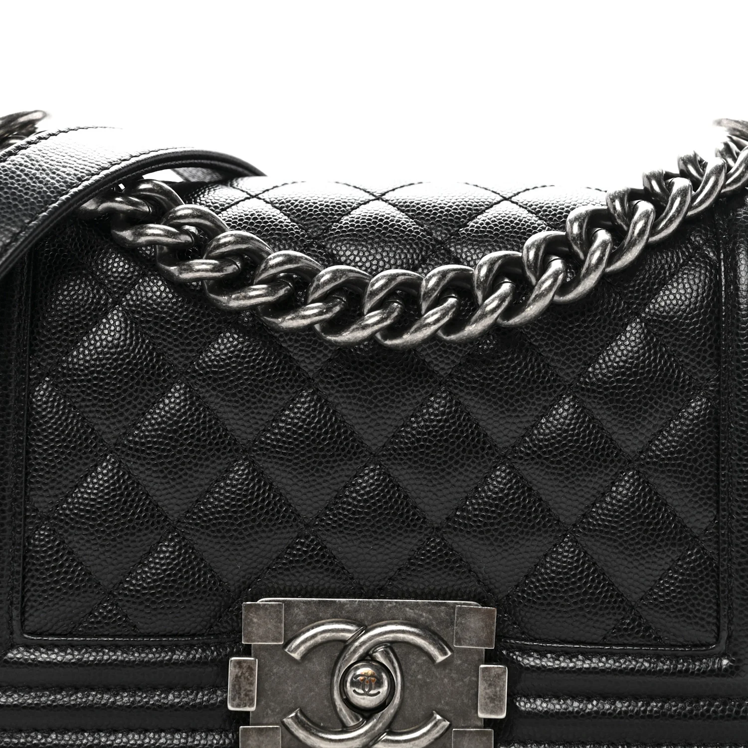 Caviar Quilted Small Boy Flap Black - Top Club