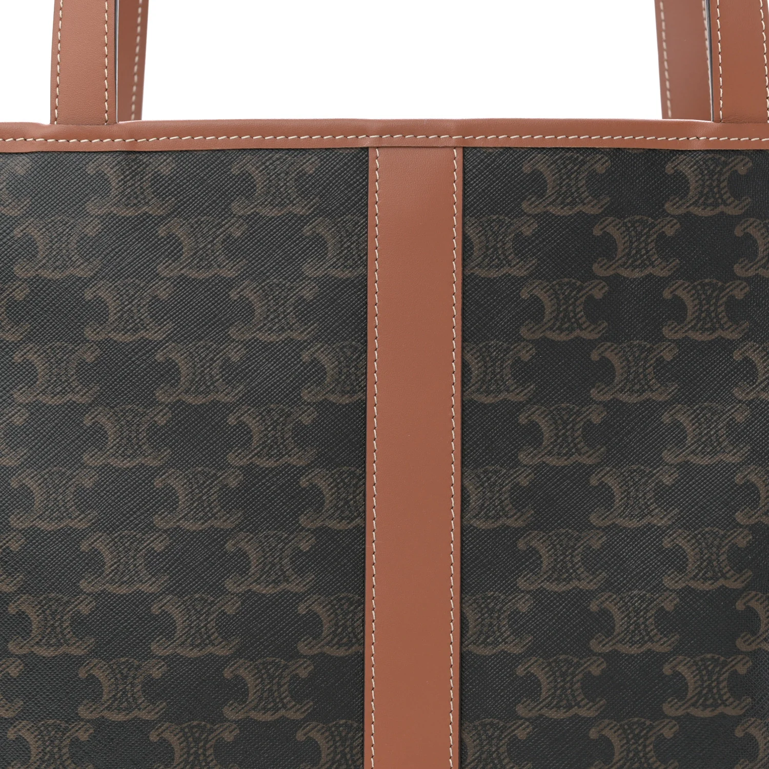 Triomphe Canvas Calfskin Medium Cabas Bag Tan - Top Club