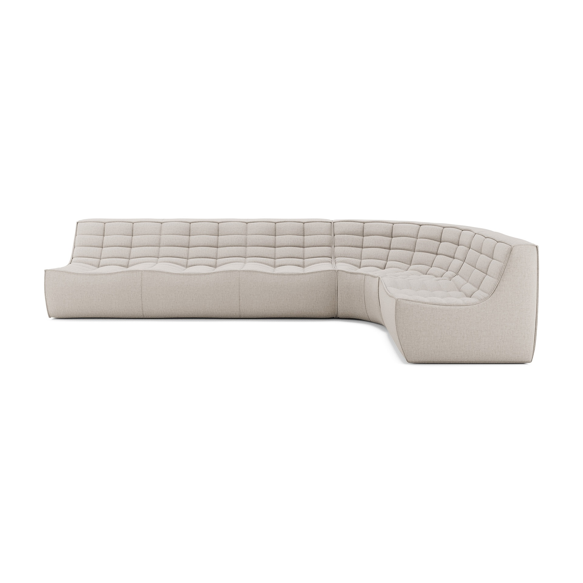 Modulaire bank N701 beige set 1 seat, 3 seat, 90° ronde hoek