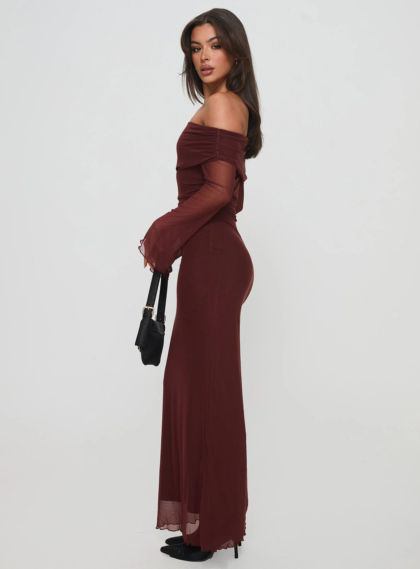 Consideration Long Sleeve Maxi Dress Chocolate