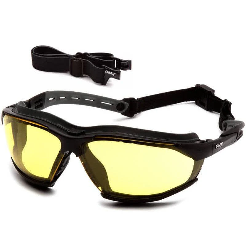 Pyramex Isotope Safety Glasses/Goggles Black Frame Amber H2MAX Anti-Fog Lenses - Alvarez Pro Painting LLC