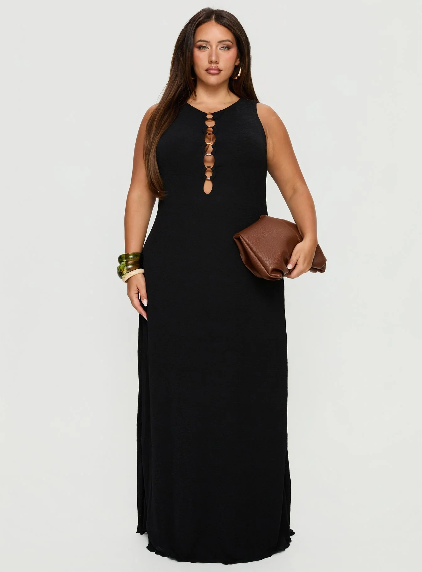 Dejonge Ring Sleeveless Maxi Dress Black Curve