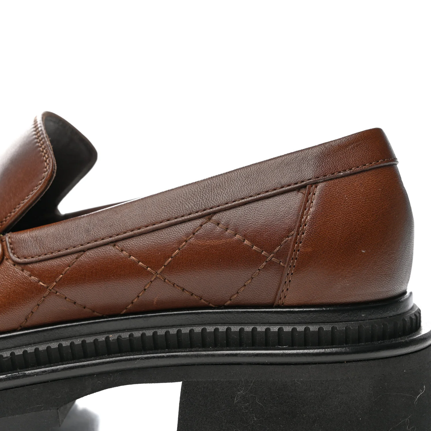 Calfskin Quilted CC Mocassin Loafers 36 Brown - Top Club