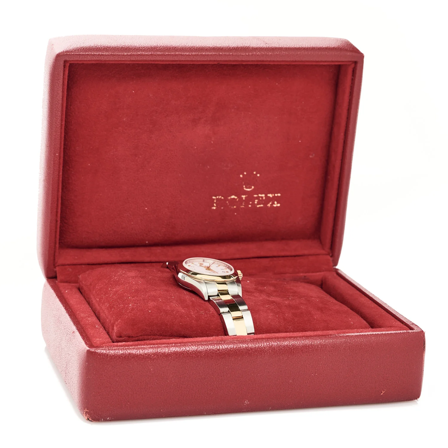 Stainless Steel 18K Yellow Gold 24mm Oyster Perpetual Watch White Roman 76183 - Top Club