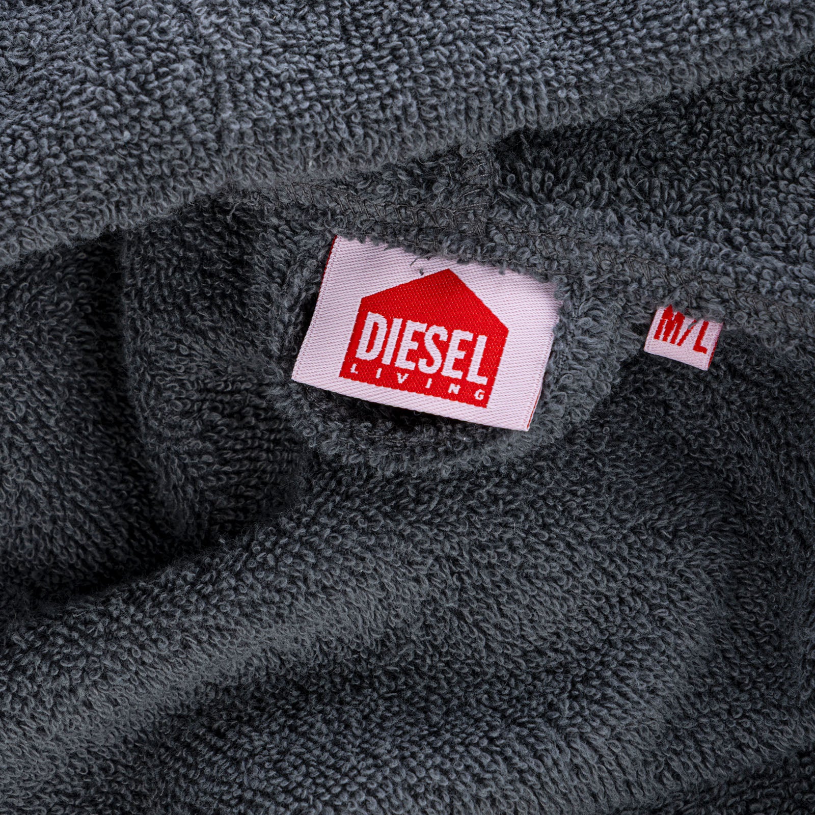 Accappatoio Con Cappuccio In Cotone Logo Xl/Xxl Grey Diesel