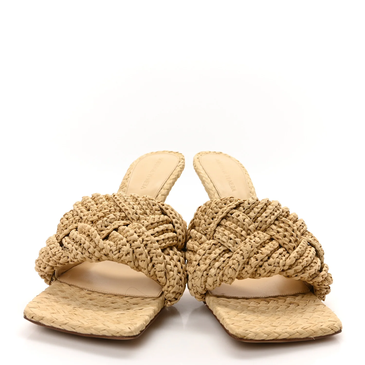 Raffia Intrecciato Lido Mule 90 Sandals 40 Cane Sugar - Top Club