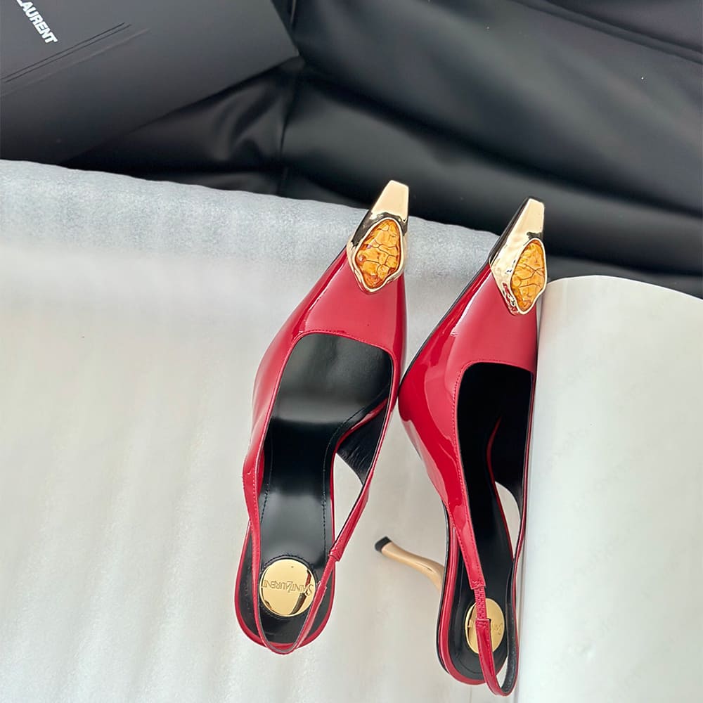 YSL Loulou Slingback Pumps in Patent Leather - Top Club