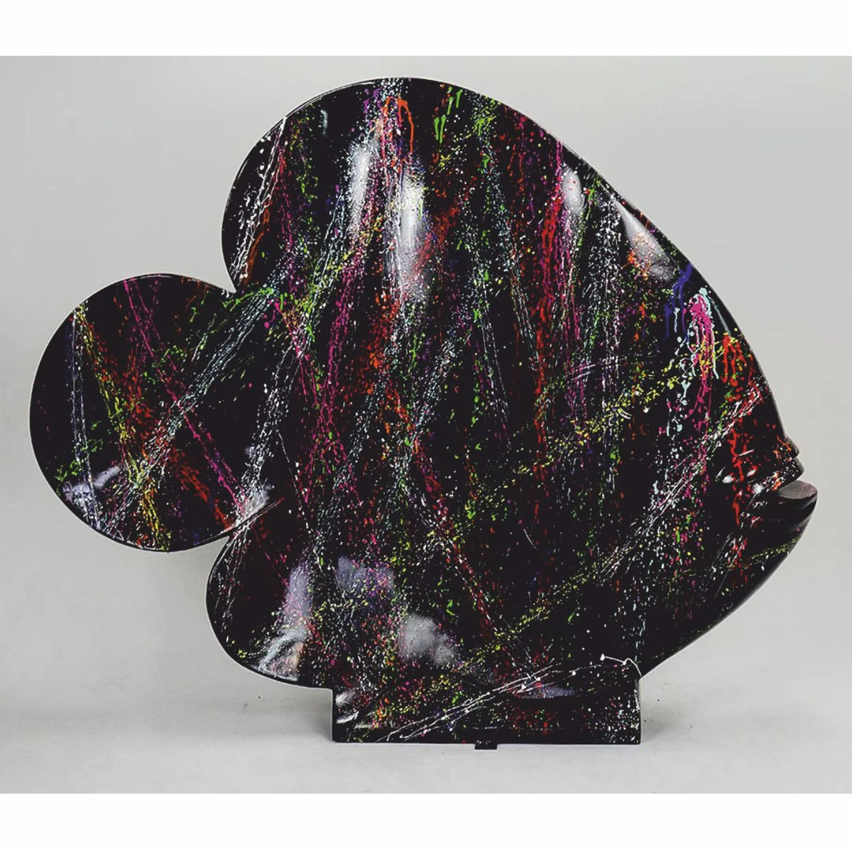 XXL decorative sculpture fish black / colorful H. 110 cm - decorative figure