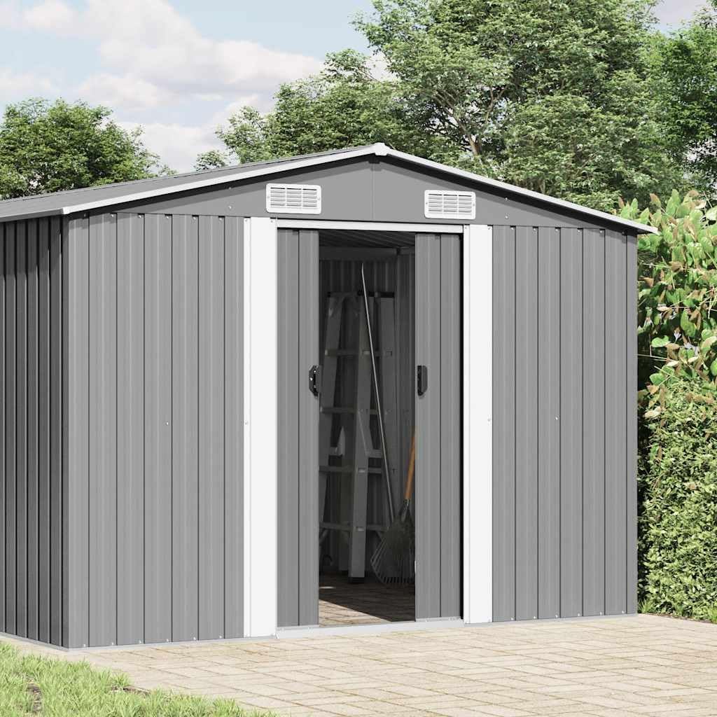 vidaXL Capanno da Giardino in Metallo 257x497x178 cm Grigio Casetta Attrezzi