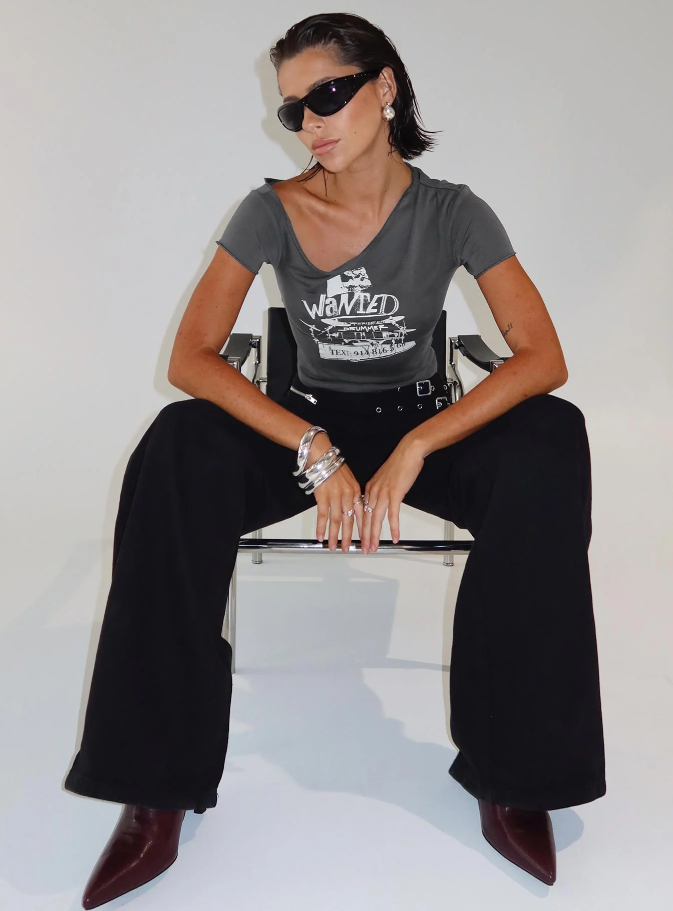 Paltrow Mid Rise Wide Leg Cargo Jeans Black