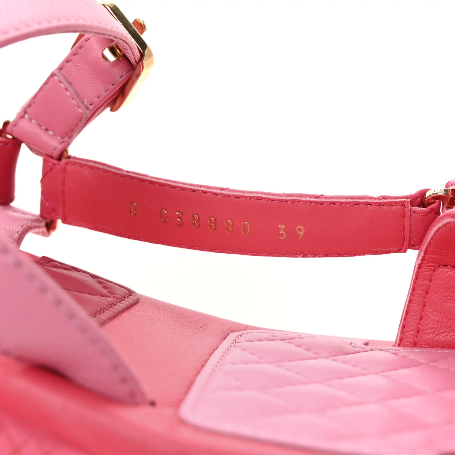 Lambskin Logo Platform Sandals 39 Pink Red - Top Club