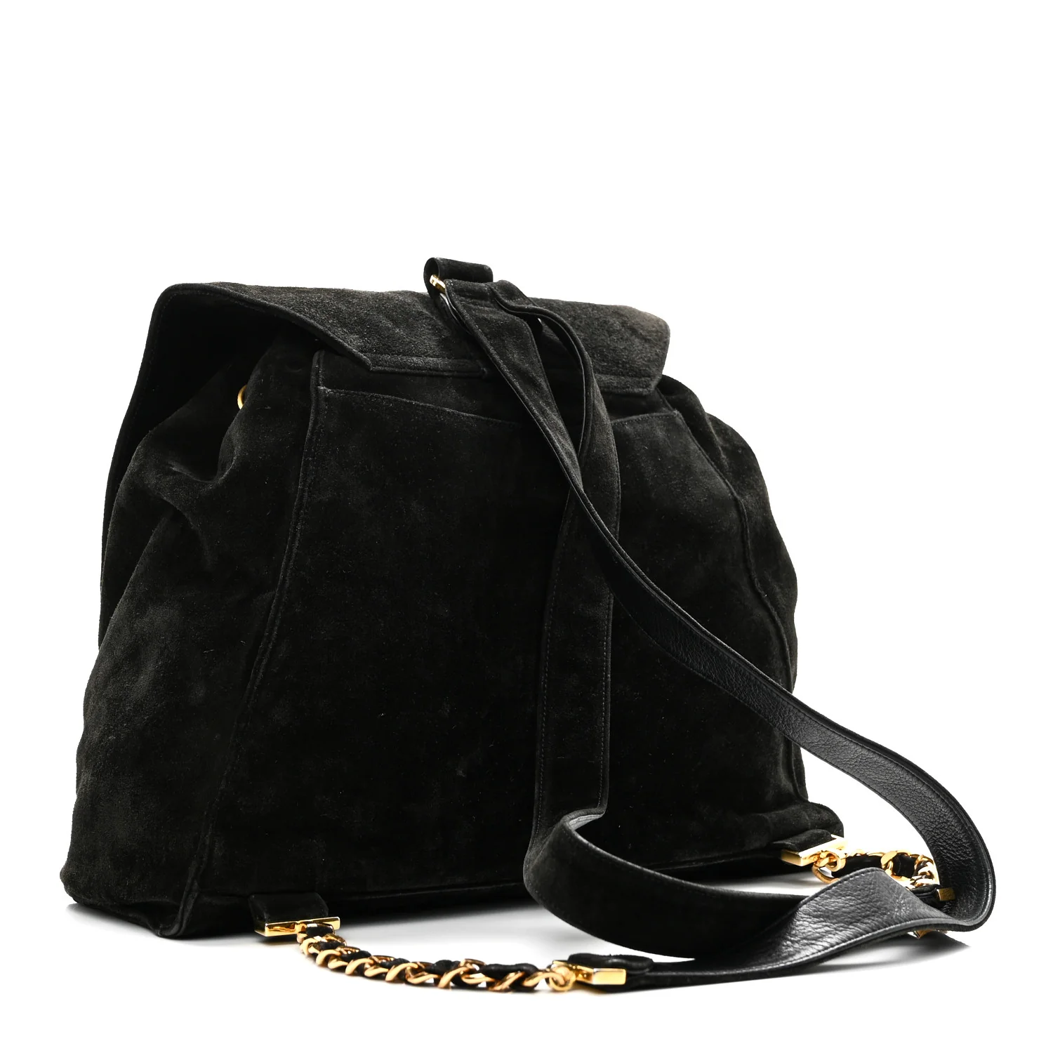 Suede CC Drawstring Backpack Black - Top Club