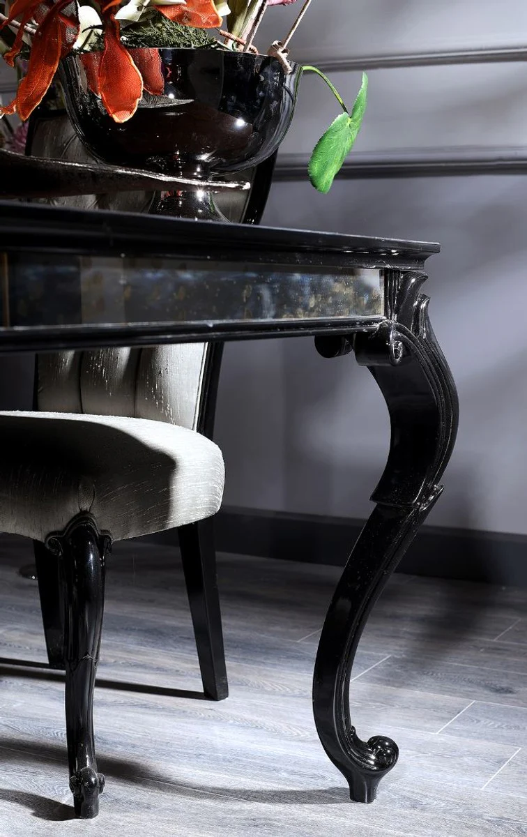 Luxury Baroque Dining Room Set Silver / Gray / Black - 1 Dining Table & 6 Dining Chairs - Dining Room Furniture in Baroque Style - Luxury Quality - Made in Italy