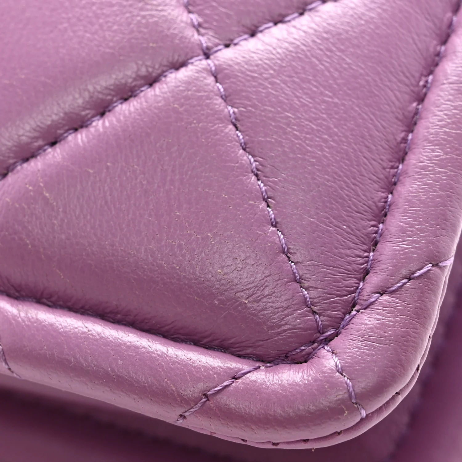 Shiny Lambskin Quilted Extra Mini Flap Purple - Top Club