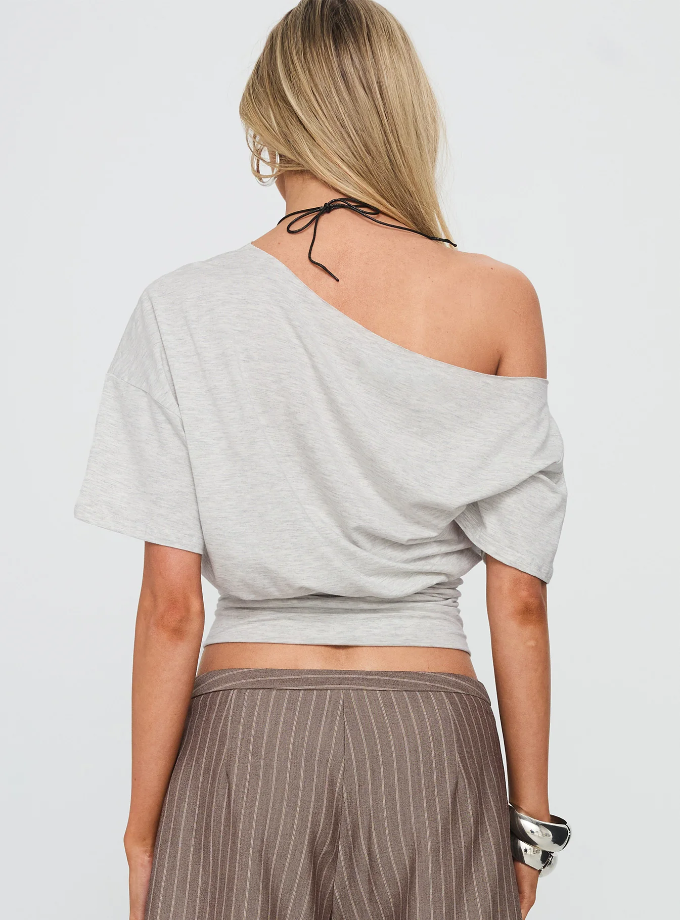 Ashlinn Off Shoulder Drapey Top Grey