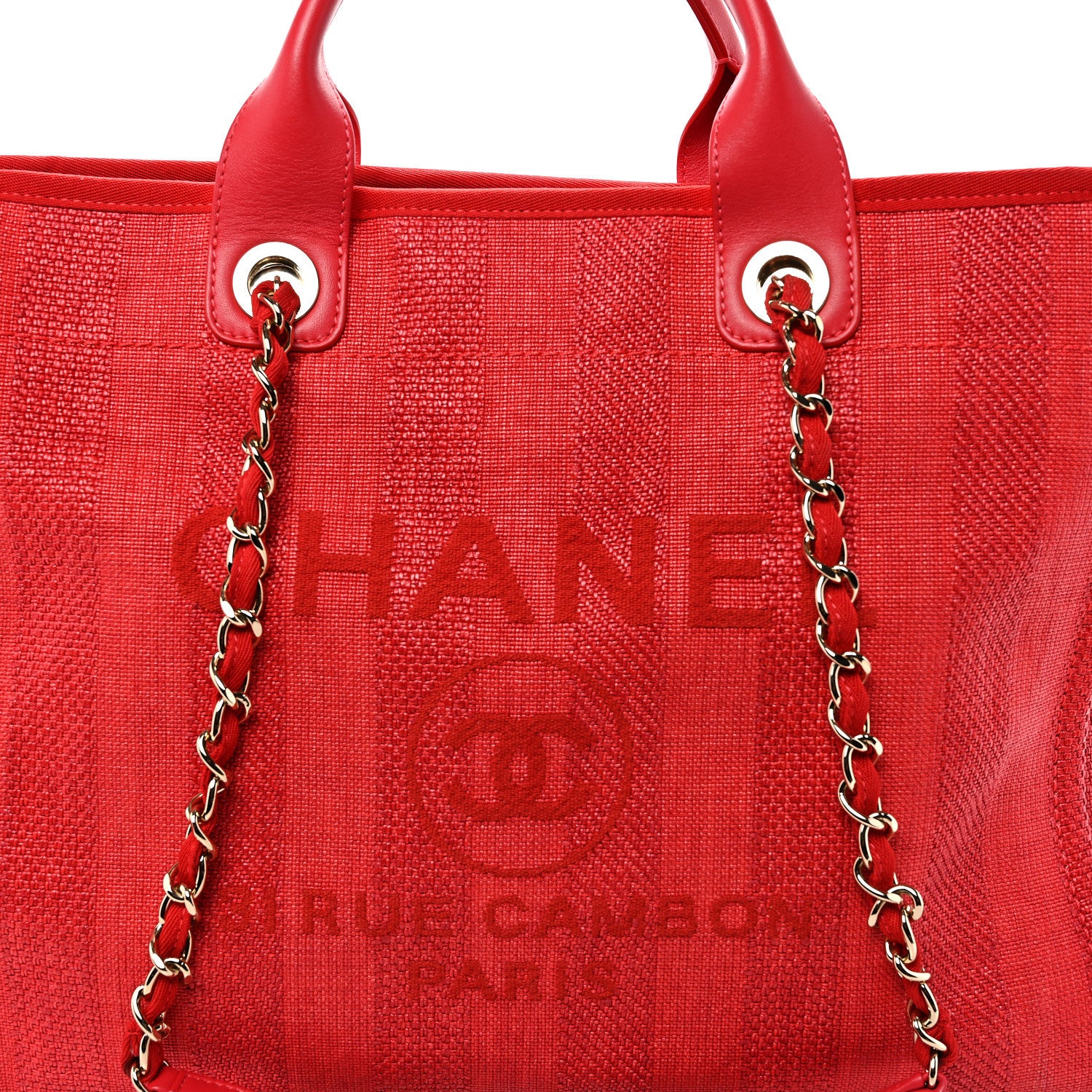 Mixed Fibers Striped Medium Deauville Tote Red - Top Club